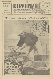 Repatriant : ilustrowany tygodnik informacyjny. R. 5, 1949, nr 36