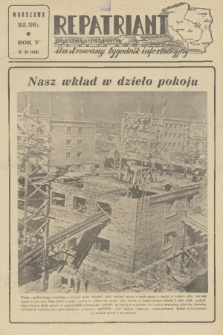 Repatriant : ilustrowany tygodnik informacyjny. R. 5, 1949, nr 39