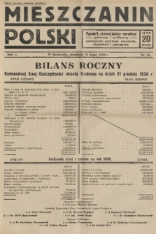 Mieszczanin Polski : tygodnik chrześcijańsko-narodowy, społeczny i polityczny : poświęcony sprawom rzemiosła, kupiectwa i przemysłu. R. 1, 1939, nr 15