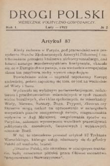 Drogi Polski : miesięcznik polityczno-gospodarczy. R. 1, 1922, nr 2