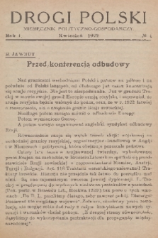 Drogi Polski : miesięcznik polityczno-gospodarczy. R. 1, 1922, nr 4