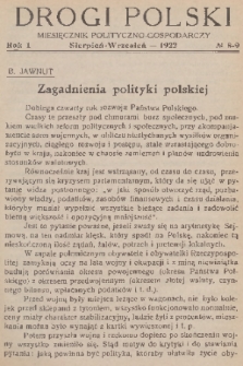 Drogi Polski : miesięcznik polityczno-gospodarczy. R. 1, 1922, nr 8-9