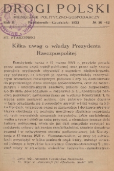 Drogi Polski : miesięcznik polityczno-gospodarczy. R. 2, 1923, nr 10-12