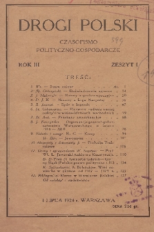 Drogi Polski : czasopismo polityczno-gospodarcze. R. 3, 1924, z. 1