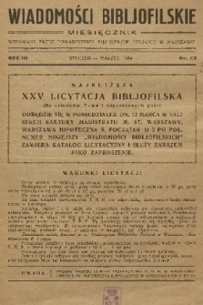 Wiadomości Bibljofilskie : miesięcznik wydawany przez Towarzystwo Bibliofilów Polskich w Warszawie. R. 3, 1934, nr 1-3