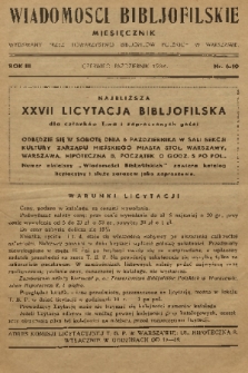 Wiadomości Bibljofilskie : miesięcznik wydawany przez Towarzystwo Bibliofilów Polskich w Warszawie. R. 3, 1934, nr 6-10