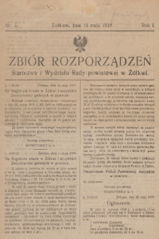 Zbiór Rozporządzeń Starostwa i Wydziału Rady Powiatowej w Żółkwi. R. 1,1929, nr 3