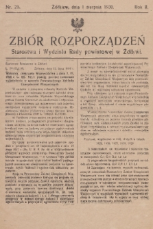 Zbiór Rozporządzeń Starostwa i Wydziału Rady Powiatowej w Żółkwi. R. 2,1930, nr 21