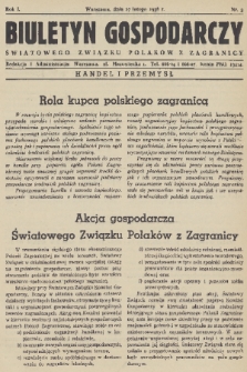 Biuletyn Gospodarczy Światowego Związku Polaków z Zagranicy. R. 1, 1938, nr 3