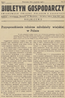 Biuletyn Gospodarczy Światowego Związku Polaków z Zagranicy. R. 1, 1938, nr 8