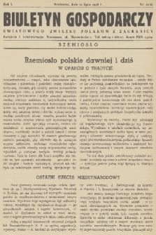 Biuletyn Gospodarczy Światowego Związku Polaków z Zagranicy. R. 1, 1938, nr 22