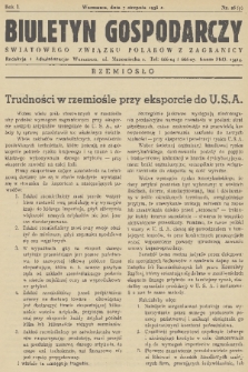Biuletyn Gospodarczy Światowego Związku Polaków z Zagranicy. R. 1, 1938, nr 26