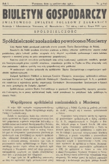 Biuletyn Gospodarczy Światowego Związku Polaków z Zagranicy. R. 1, 1938, nr 37