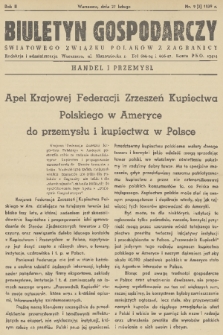 Biuletyn Gospodarczy Światowego Związku Polaków z Zagranicy. R. 2, 1939, nr 9