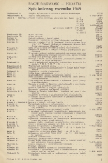 Rachunkowość, Podatki. R. 3, 1949, spis