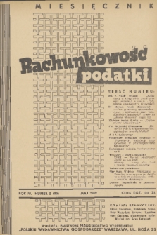 Rachunkowość, Podatki. R. 3, 1949, nr 5