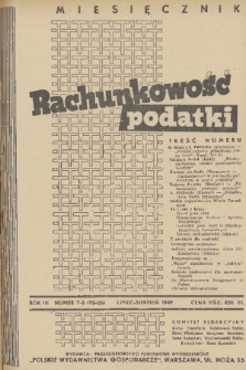 Rachunkowość, Podatki. R. 3, 1949, nr 7-8