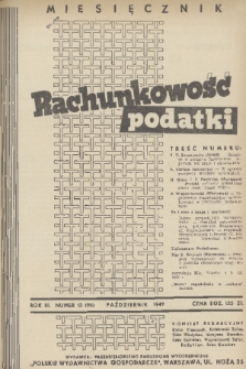 Rachunkowość, Podatki. R. 3, 1949, nr 10