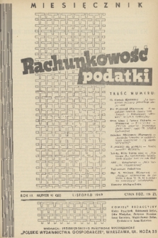 Rachunkowość, Podatki. R. 3, 1949, nr 11