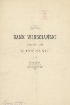 Sprawozdanie Banku Włościańskiego : z czynności w roku 1887