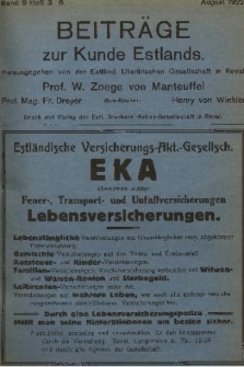 Beiträge zur Kunde Estlands. Band 9, 1922, Heft 3/6