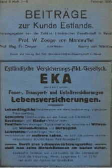 Beiträge zur Kunde Estlands. Band 9, 1923, Heft 7/8