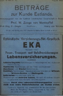 Beiträge zur Kunde Estlands. Band 9, 1923, Heft 9/10