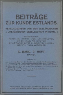Beiträge zur Kunde Estlands. Band 10, 1924, Heft 2
