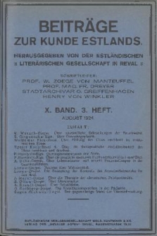 Beiträge zur Kunde Estlands. Band 10, 1924, Heft 3