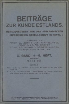 Beiträge zur Kunde Estlands. Band 10, 1925, Heft 4-5