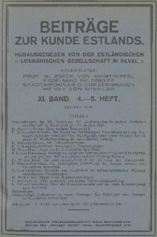 Beiträge zur Kunde Estlands. Band 11, 1926, Heft 4/5