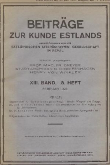 Beiträge zur Kunde Estlands. Band 13, 1928, Heft 5