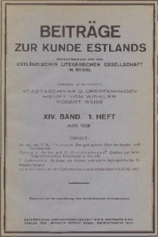 Beiträge zur Kunde Estlands. Band 14, 1928, Heft 1
