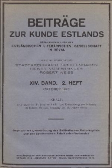 Beiträge zur Kunde Estlands. Band 14, 1928, Heft 2