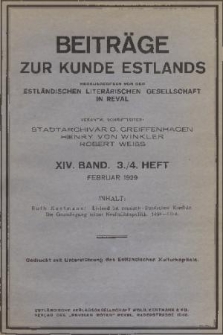 Beiträge zur Kunde Estlands. Band 14, 1929, Heft 3/4