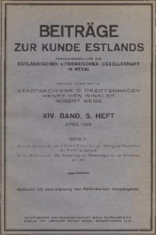 Beiträge zur Kunde Estlands. Band 14, 1929, Heft 5