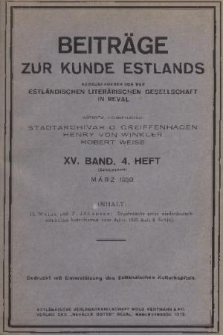 Beiträge zur Kunde Estlands. Band 15, 1930, Heft 4