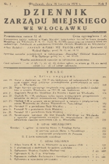 Dziennik Zarządu Miejskiego we Włocławku. R. 1, 1938, nr 3