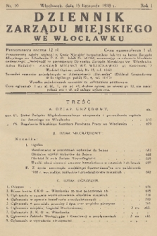 Dziennik Zarządu Miejskiego we Włocławku. R. 1, 1938, nr 10