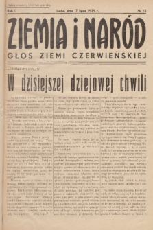 Ziemia i Naród : głos ziemi czerwieńskiej. R. 1, 1939, nr 13