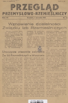 Przegląd Przemysłowo-Rzemieślniczy. R. 3, 1947, nr 1