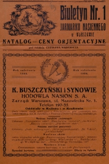 Biuletyn Jarmarku Nasiennego w Warszawie. 1928, nr 1