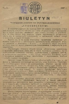 Biuletyn Płockiego Instytutu Psychologicznego „Augustineum”. 1937