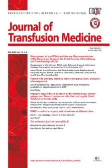 Journal of Transfusion Medicine : kwartalnik Instytutu Hematologii i Transfuzjologii. T. 15, 2022, nr 2