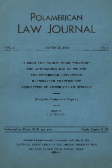 Polamerican Law Journal. Vol.2, 1939, No. 1