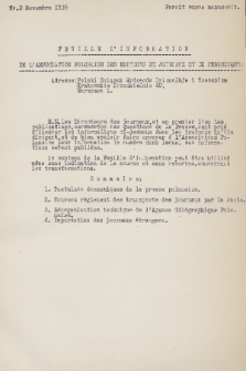 Feuille d'Information de l'Association Poloniase des Editeurs de Journaux et de Periodiques. 1935, Nr. 2