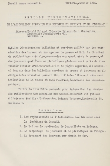 Feuille d'Information de l'Association Poloniase des Editeurs de Journaux et de Periodiques. 1936, No. 4