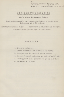 Feuille d'Information sur la Vie de la Presse en Pologne : publication mensuelle de l'Association Polonaise des Éditeurs de Journaux et de Périodiques. 1937, Nr. 11-12