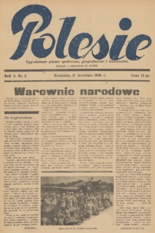 Polesie : tygodniowe pismo społeczne, gospodarcze i kulturalne. R. 1, 1938, nr 2
