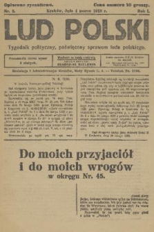 Lud Polski : tygodnik polityczny, poświęcony sprawom ludu polskiego. R. 1, 1928, nr 2